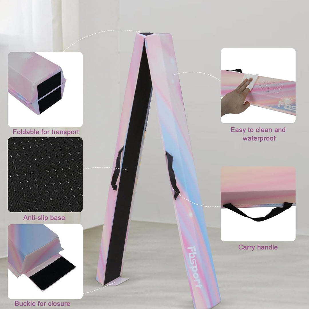 FBSPORT Schwebebalken Kinder 240/270/300 cm Faltbarer Balken Turnen Balance Beam für Zuhause Trainin