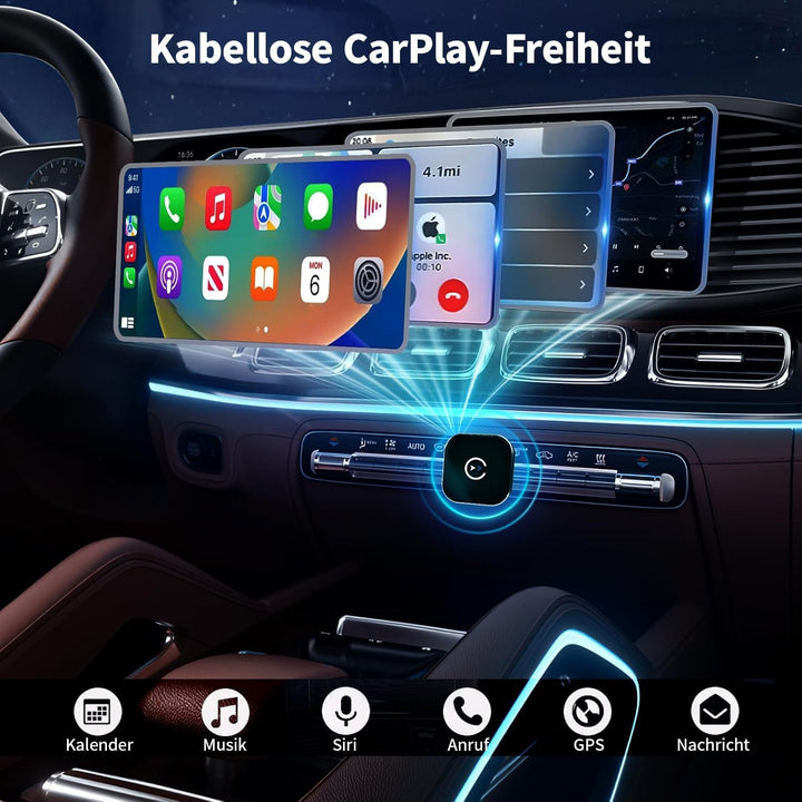 2026 Upgraded Wireless CarPlay Adapter – Bluetooth 5.3 &amp; WiFi 6, Plug &amp; Play USB-A mit USB-C Adapter
