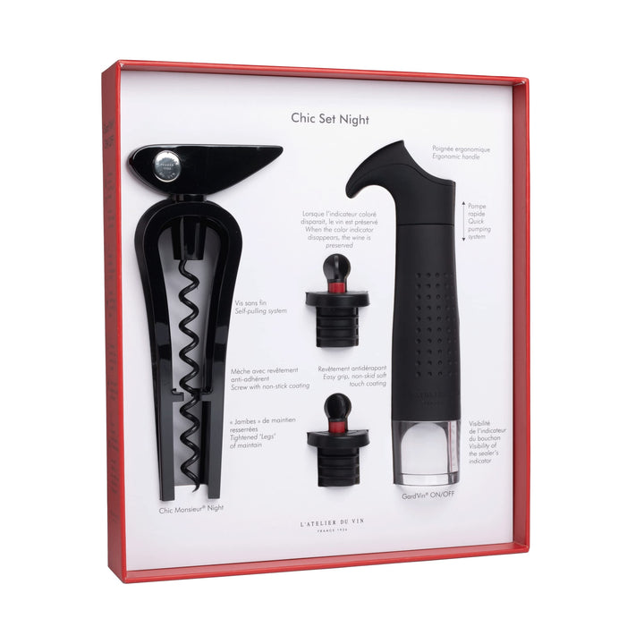 L'ATELIER DU VIN - Chic Set Night - Sommelier-Box, Geschenkbox - Korkenzieher Chic Monsieur Night -