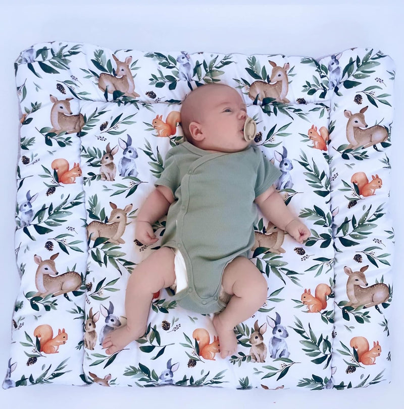 BABEES Wickelauflage Wickelunterlage 75x75 cm 100% Baumwolle Mädchen Junge Baby Kinder zweiseitig (M