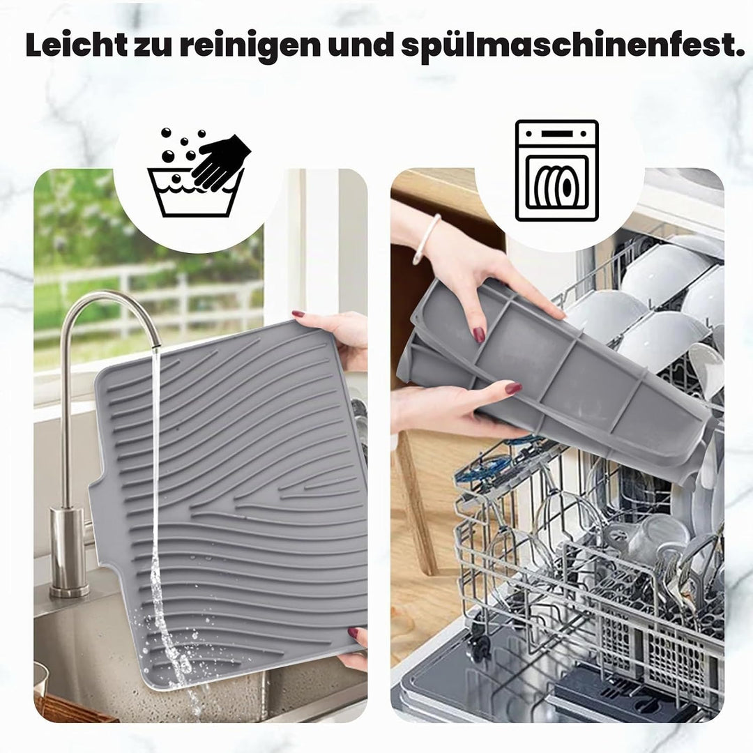 Silikon Abtropfmatte Küche, Geschirrabtropfmatte für Spüle, Rutschfeste Hitzebeständige Abtropffläch