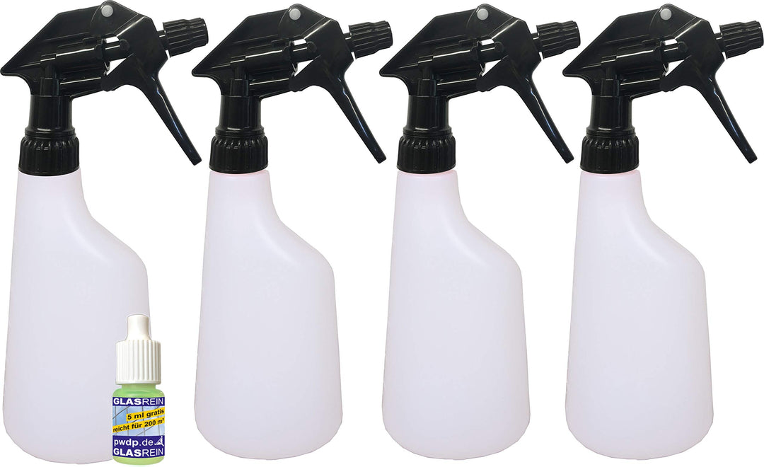 Putzen wie die Profis 4er Set Überkopf-Sprühflaschen mit verstellbarem Sprühkopf | 600 ml | schwarz