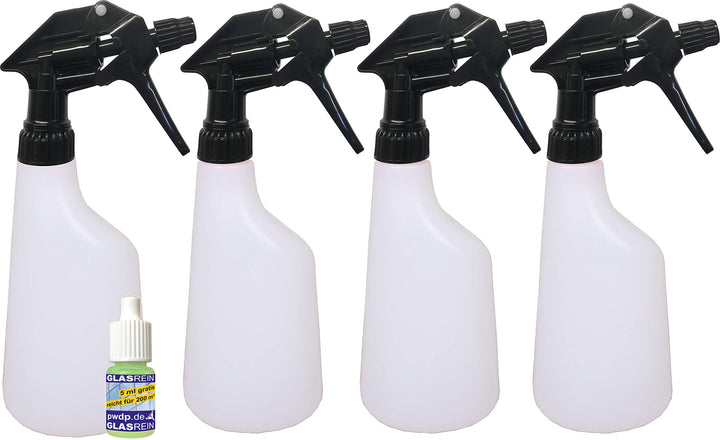 Putzen wie die Profis 4er Set Überkopf-Sprühflaschen mit verstellbarem Sprühkopf | 600 ml | schwarz