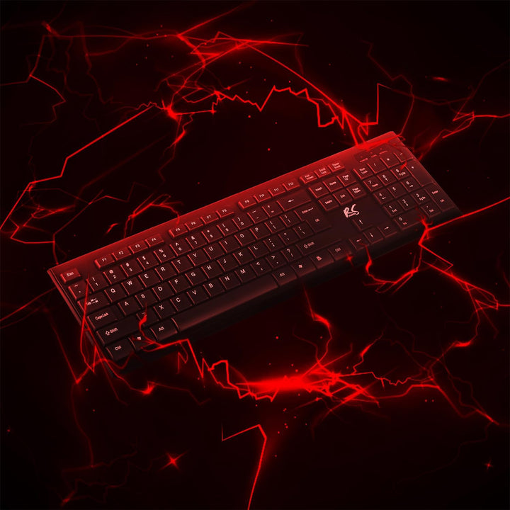 Kabellose QWERTY Tastatur + Maus + Mauspad Set | 2,4 GHz, Reichweite: bis zu 10m | Mausauflösung: 12