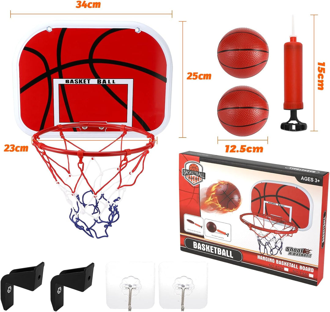 Mini Basketballkorb füR Zimmer und Outdoor, inklusive Ballpumpe und 2 Mini Basketballs, einfache Mon