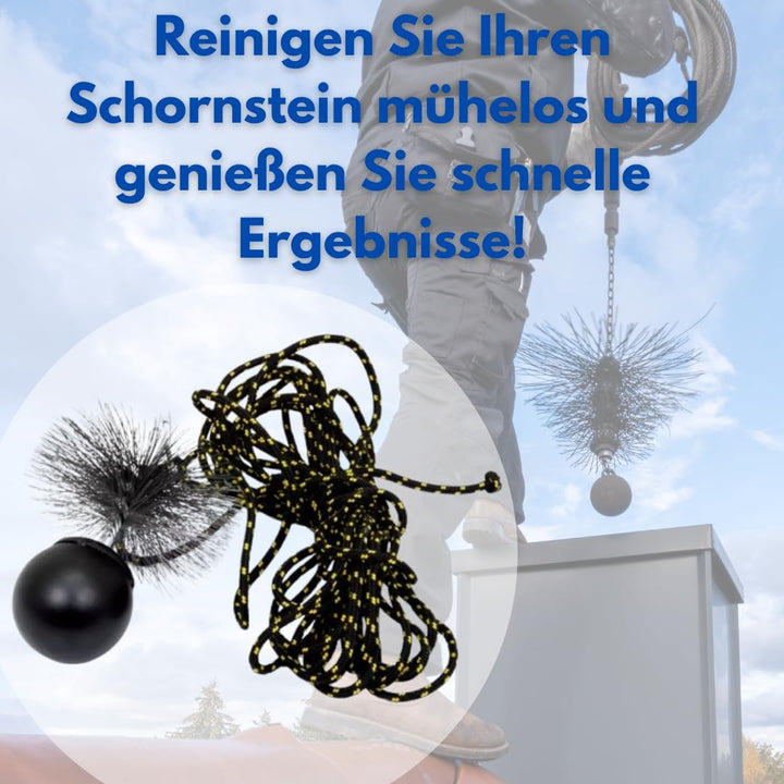 pokm toolsmarket - Reinigungsset Schornsteinbesen Set Kaminbürste Kaminbesen + Zugseil PP-Seil 12m +