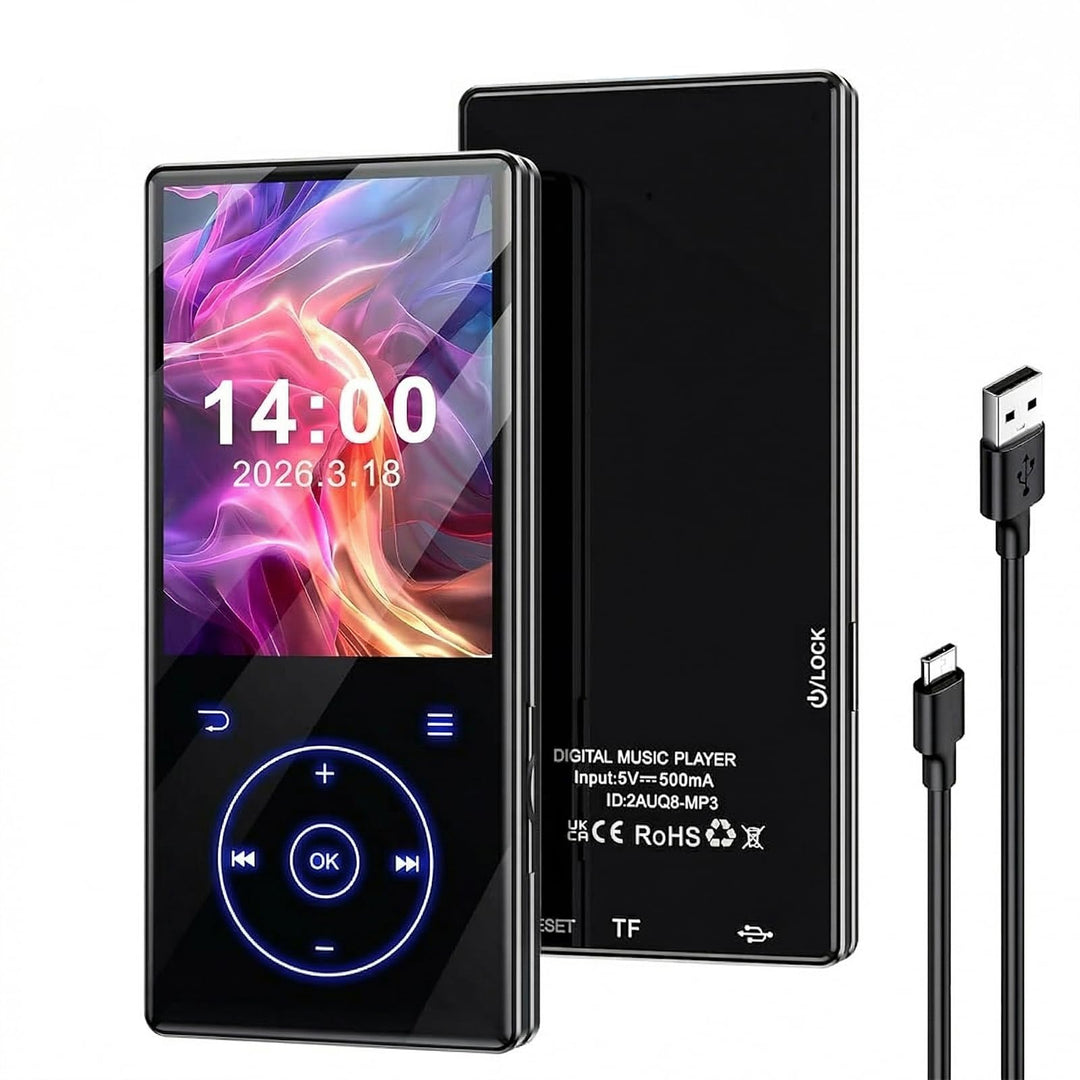 64GB MP3 Player mit Bluetooth MP3-Player mit Eingebauter HD Lautsprecher 450mAh Akku HiFi Sound Funk