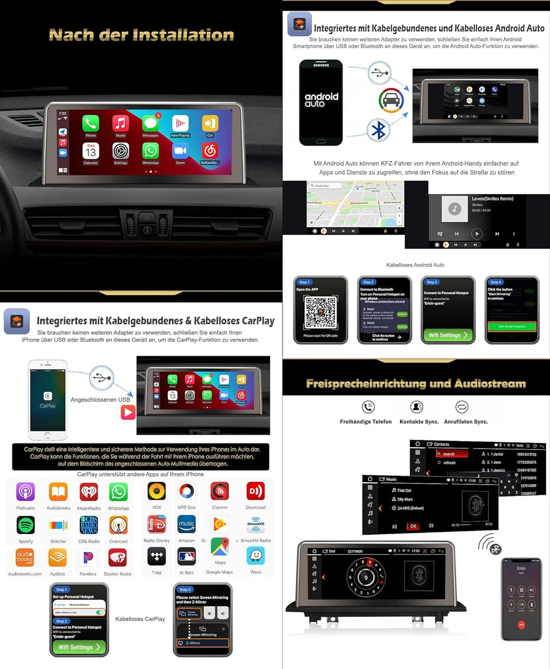 Erisin 10.25" Android 12 8-Kern 4GB RAM+64GB ROM Autoradio GPS Navi für BMW X1 F48 (2016-2017) NBT U