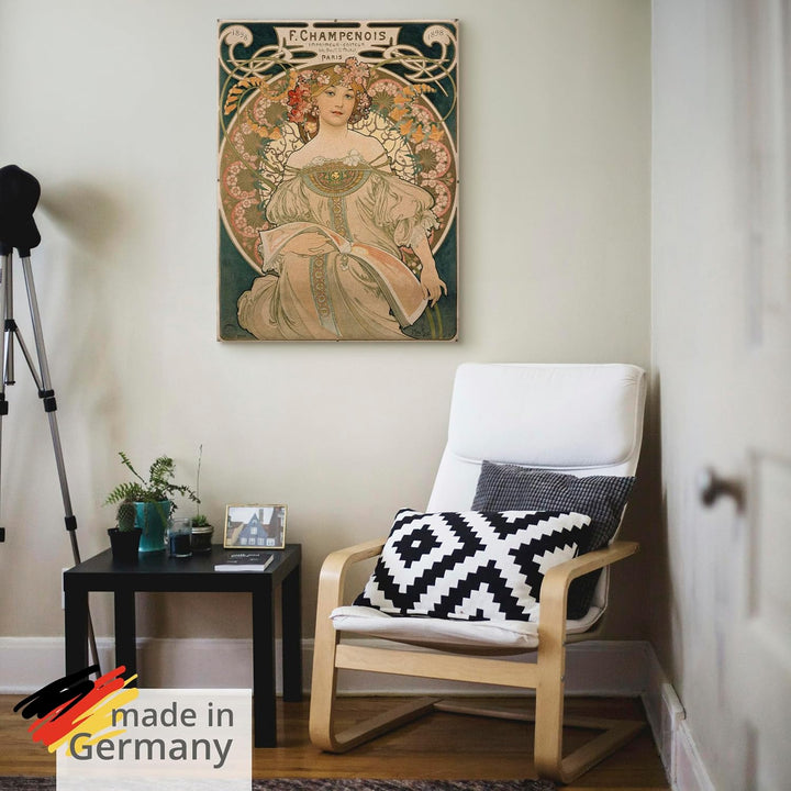 ARTland Leinwandbild Wandbild Bild auf Leinwand 30x40 cm Wanddeko Frau Blumen Champagne Plakat für F