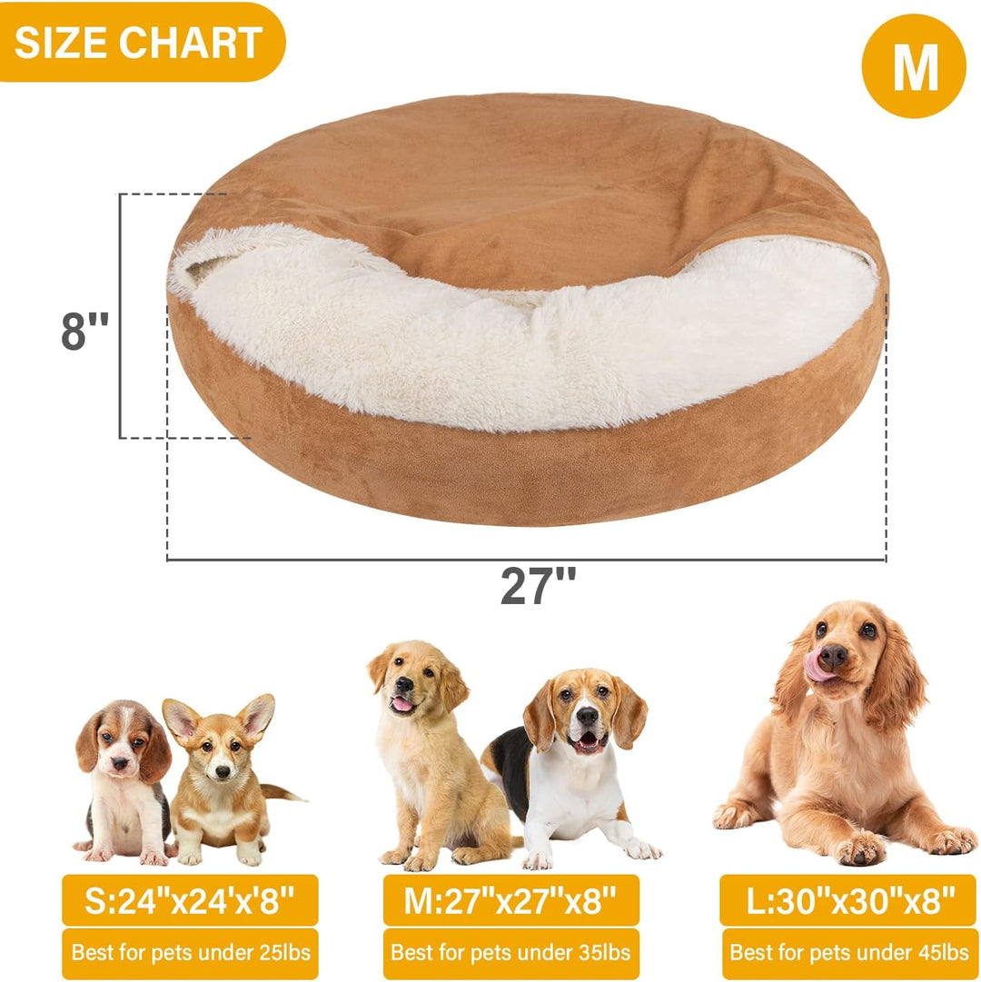 MICOOYO Beruhigendes Hundebett -Gemütliches Donut Hundedeckenbett für Hund, klemmendes Haustier Höhl