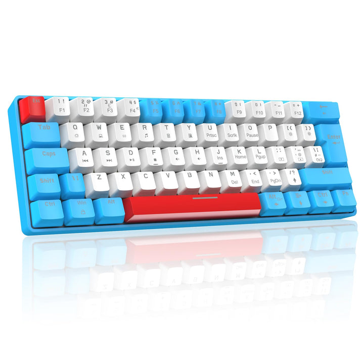 Mini 60% Gaming-Tastatur Kabelgebundene mechanische Keyboard, Kompakte Tragbare 62 Tasten, UK-Layout