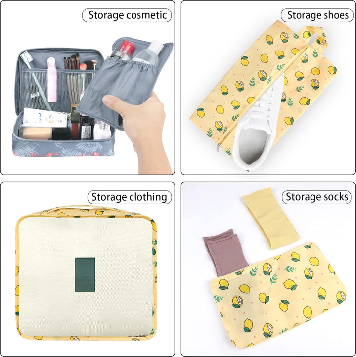 Coolzon Packing Cubes Koffer Organizer, 8 Stück Kofferorganizer Packtaschen Packwürfel mit Schuhbeut