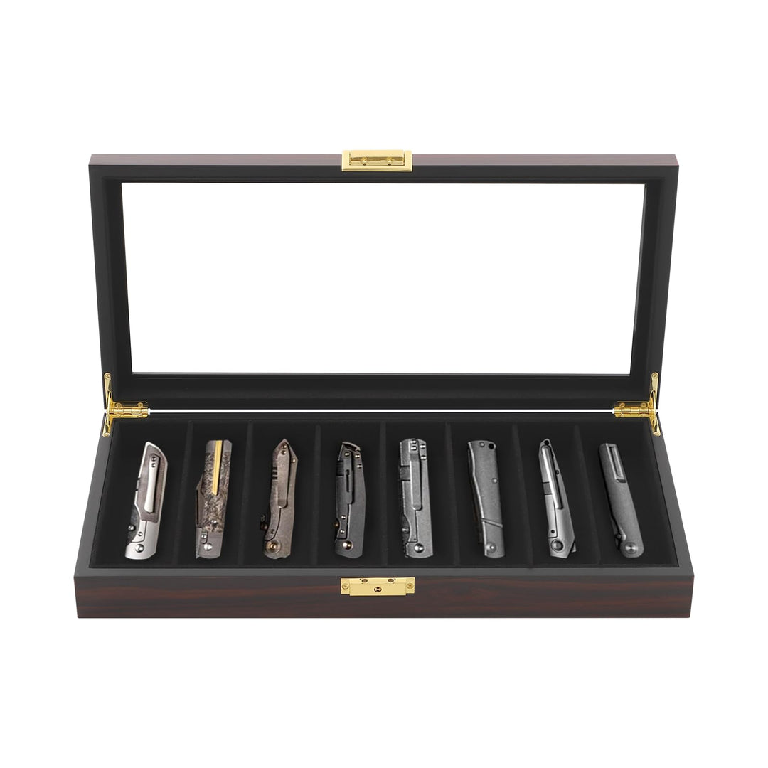 Hochwertige Messer Aufbewahrungsbox, Mit Glasdeckel Und Sicherheitsschloss Aus Dichten Brettern In E