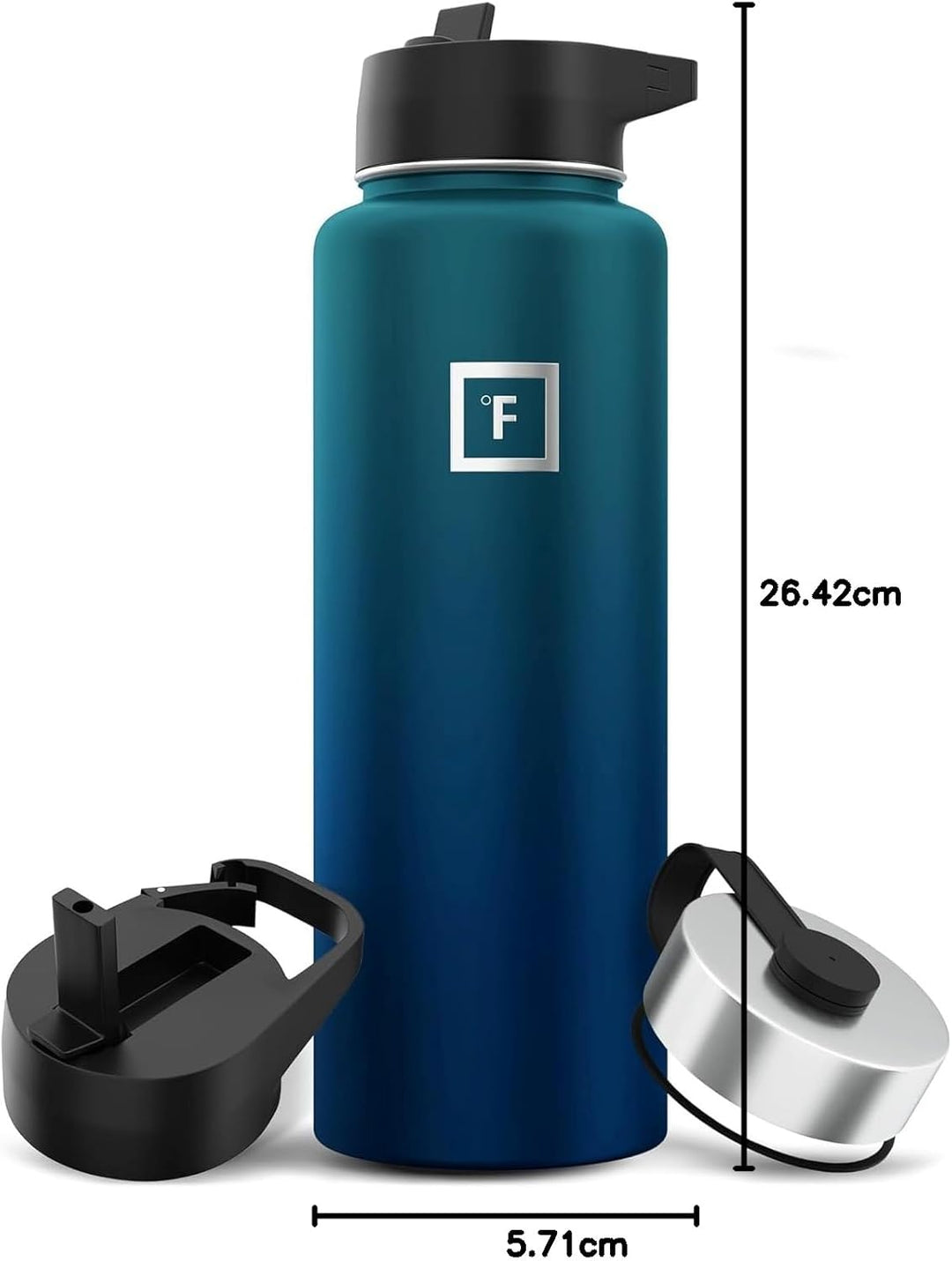 Edelstahl Trinkflasche mit Strohhalm - 650/950/1200/1800 ml - Kohlensäure Geeignet Auslaufsicher Dop
