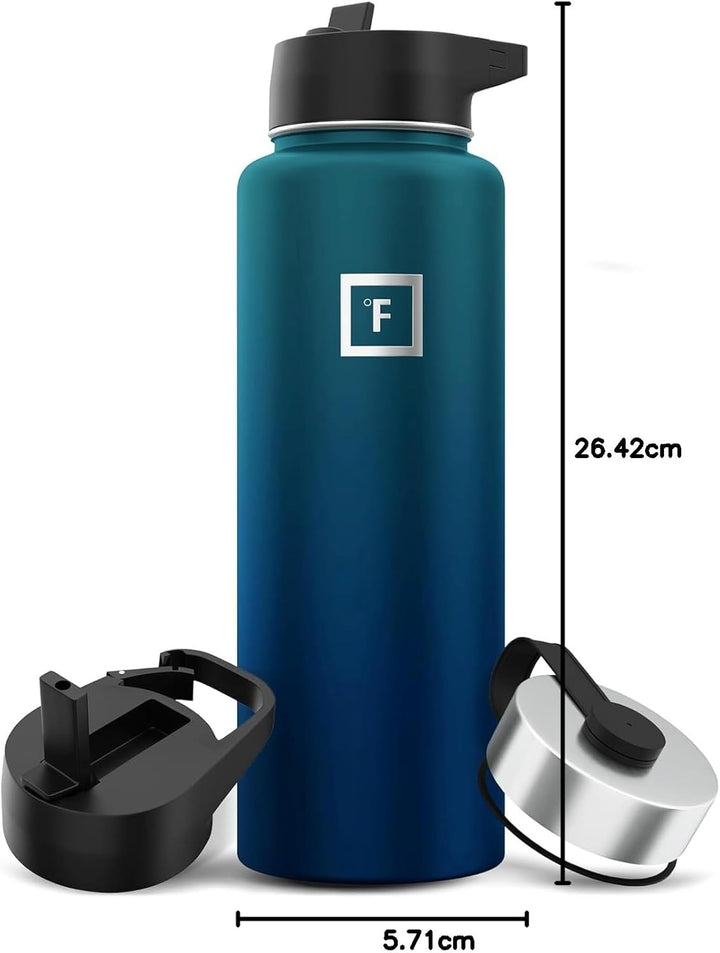 Edelstahl Trinkflasche mit Strohhalm - 650/950/1200/1800 ml - Kohlensäure Geeignet Auslaufsicher Dop