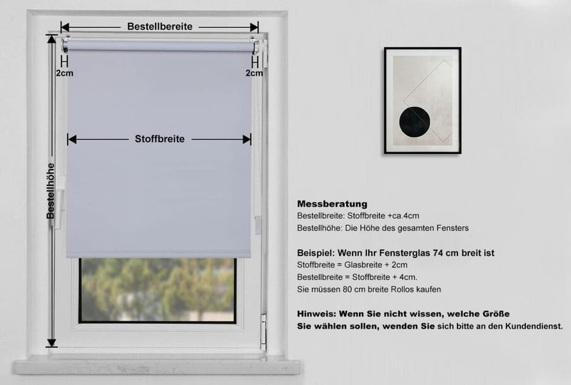 OBdeco Verdunkelungsrollo Thermorollo 70x210cm Hellgrau ohne Bohren mit gleichfarbige Beschichtung O