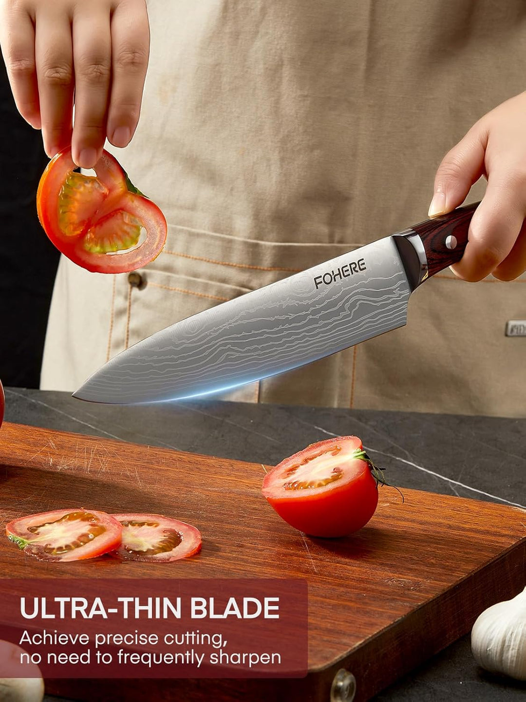 FOHERE Messerset, 5-teilig Ultra Scharfes Küchenmesser Set, Hochwertigem Carbon Edelstahl Messer Set