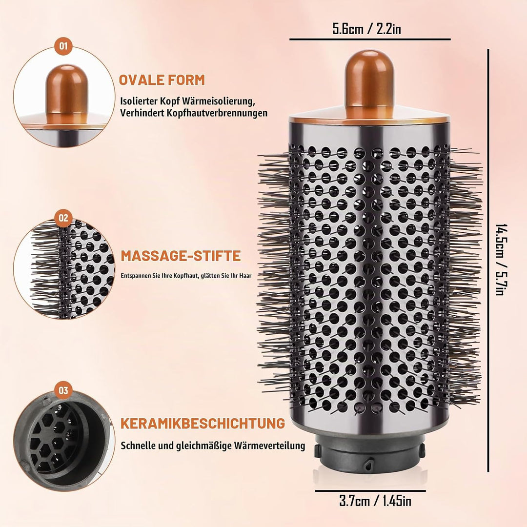 Grosse runde Volumenbürste-Aufsatz für Dyson Airwrap, Mit langen, feinen Borsten, Verbesserte grosse