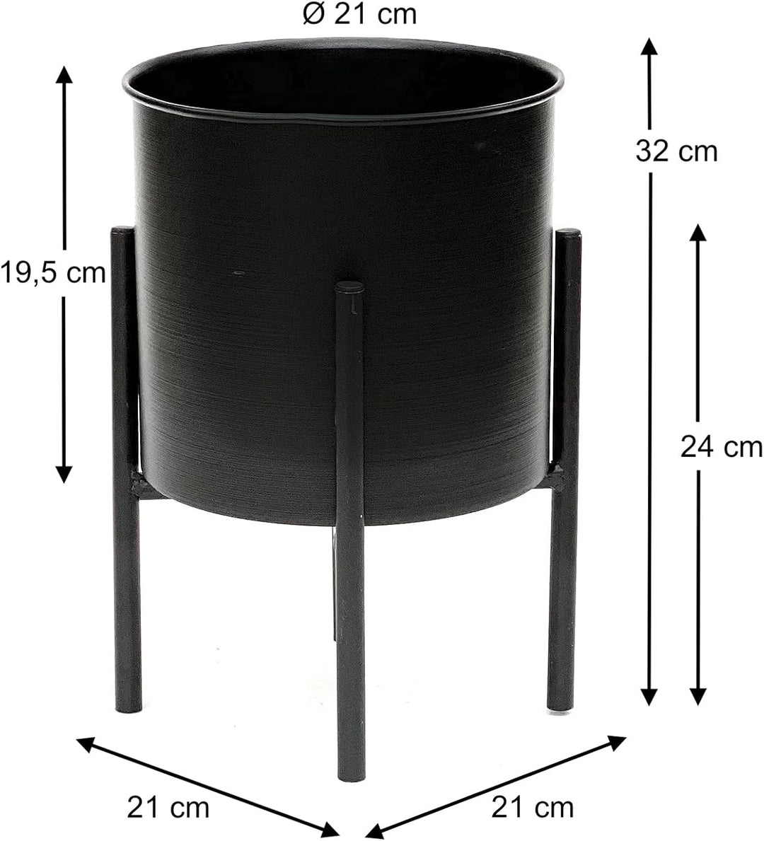 DanDiBo Blumenhocker mit Topf Metall Schwarz 32 cm Blumenständer 96153 Blumensäule Modern Pflanzenst