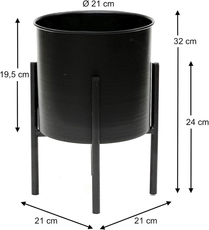 DanDiBo Blumenhocker mit Topf Metall Schwarz 32 cm Blumenständer 96153 Blumensäule Modern Pflanzenst