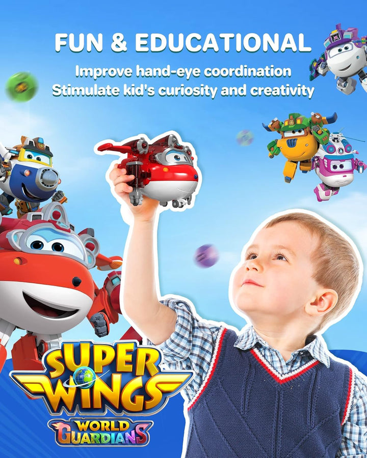 Super Wings EU760963 - Transforming Jett & Steel Power Ball, ca. 12,7 cm grosse verwandelbare Spiel-