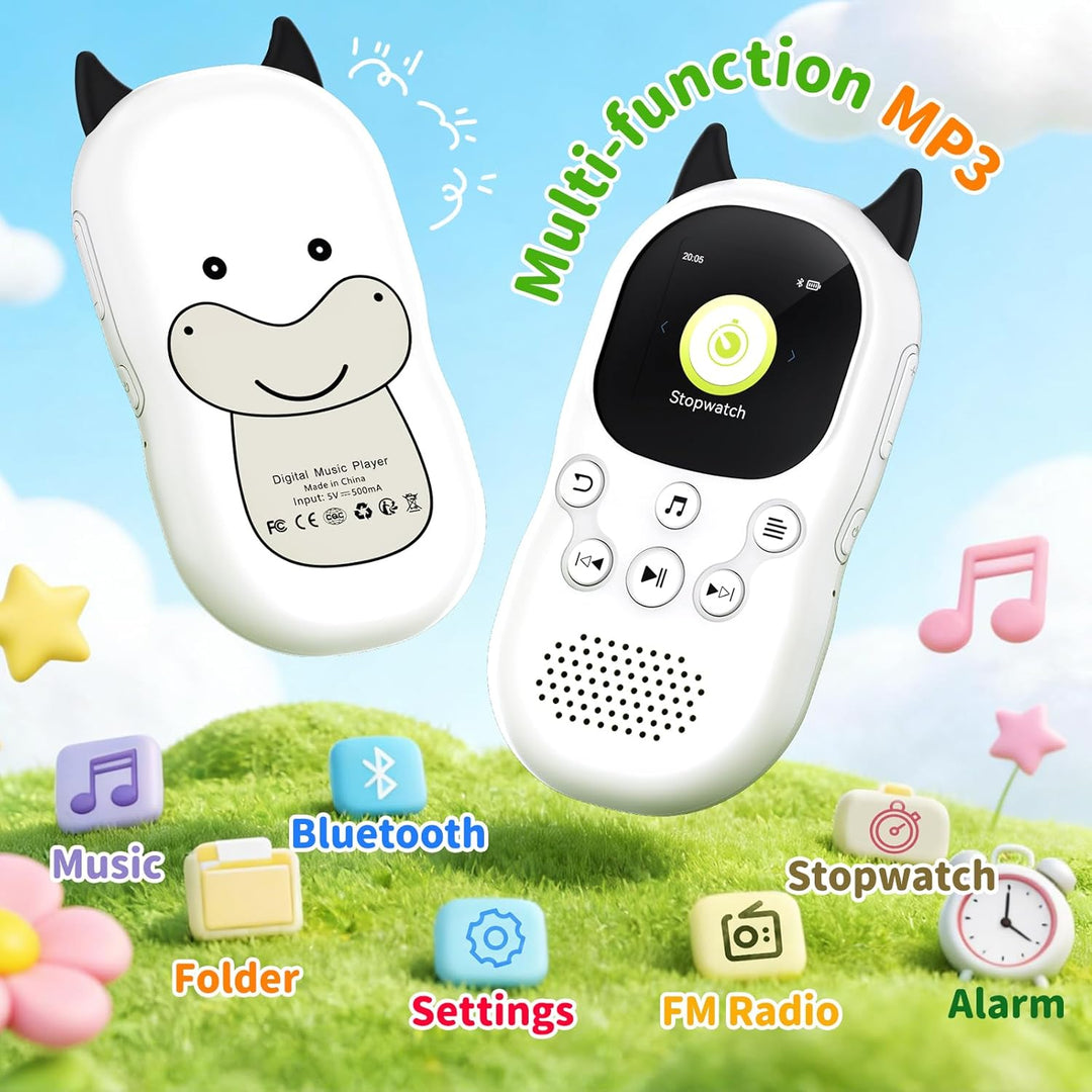 64GB MP3 Player Kinder Bluetooth 5.3 MP3-Player mit Lautsprechern UKW-Radio, Wecker, 750-mAh-Akku, B