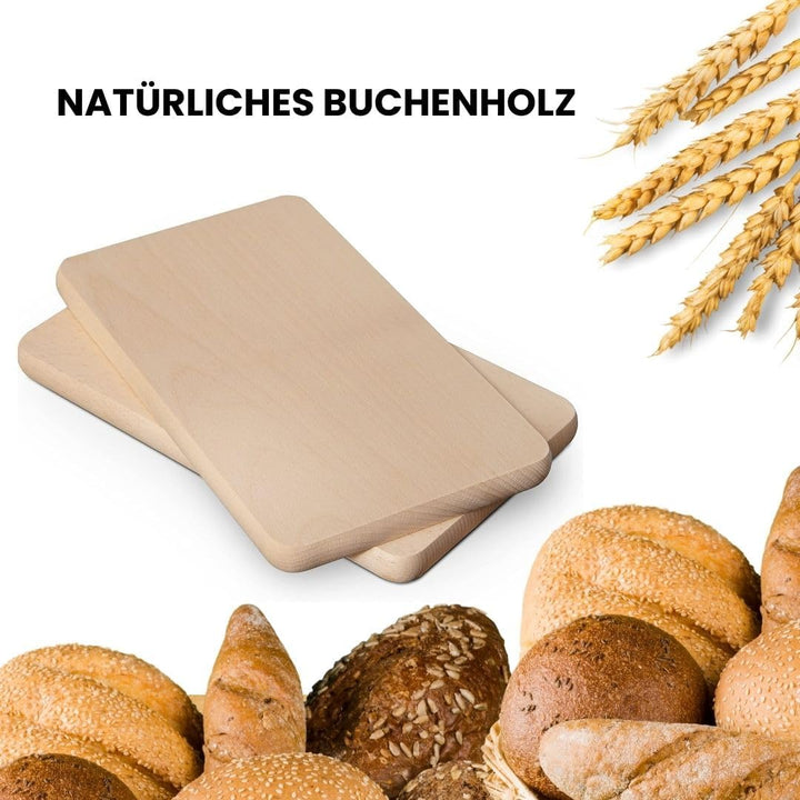 Frühstücksbrettchen Holz - Natur Buche unbehandelt - 5 x Holzbrettchen - Küchenbrett Brot Küchenuten