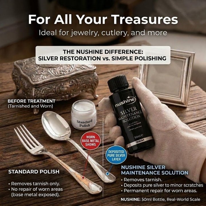 Nushine Silberpflegemittel, 50 ml, enthält Reines Silber (ideal für abgenutztes Silber)