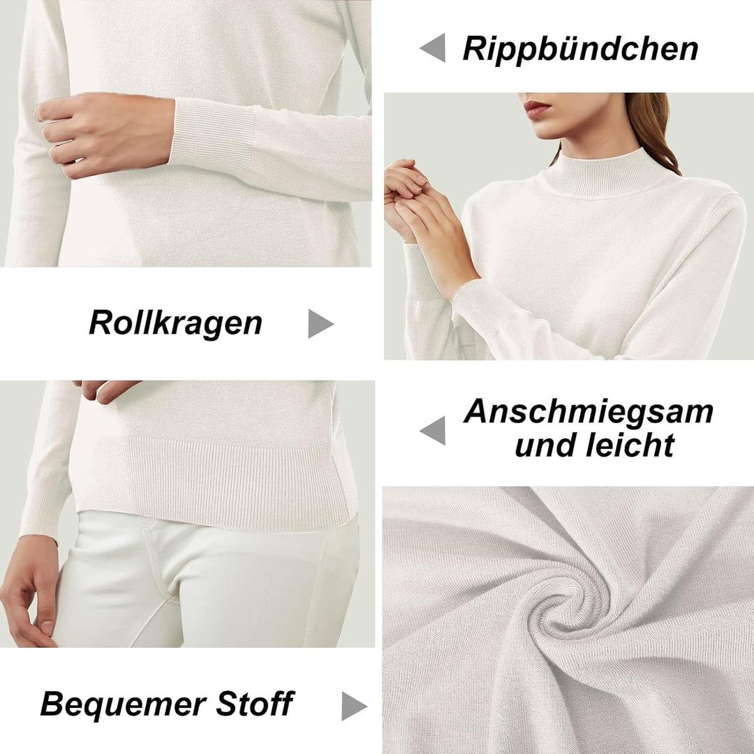 Women’s Turtleneck Sweater Knitted Jumper Autumn Loose Sweatshirt Casual Classic Elegant Knitted Jum