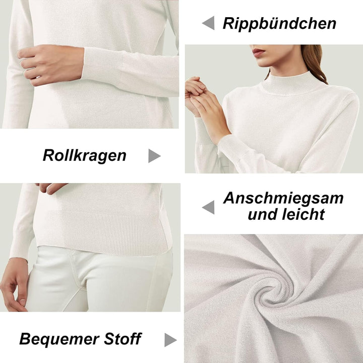 Women’s Turtleneck Sweater Knitted Jumper Autumn Loose Sweatshirt Casual Classic Elegant Knitted Jum