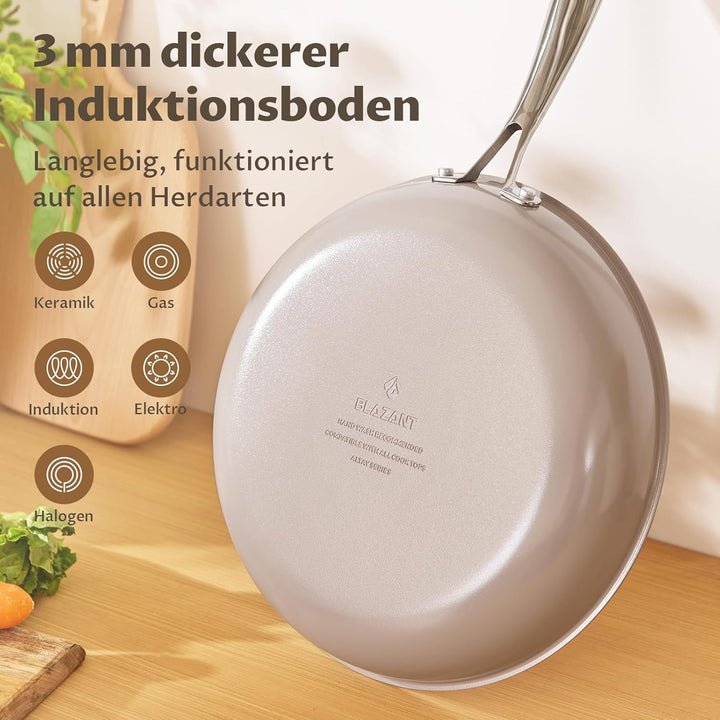 Pfannenset 5-teilig, Pfanne Induktion 20, 24, 28 cm, Antihaft keramikpfanne mit Deckel, Molekular ge