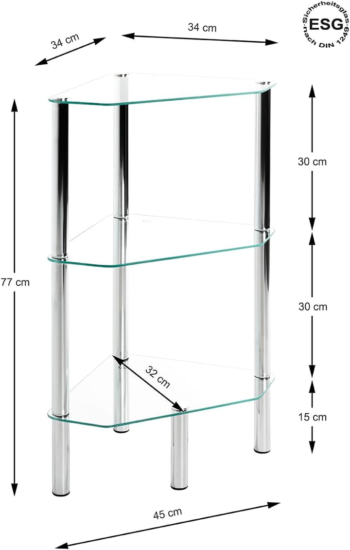 HAKU Möbel Regal, Metall, chrom, B 46 x T 32 x H 77 cm 46 x 32 x 77 cm Chrom, 46 x 32 x 77 cm Chrom