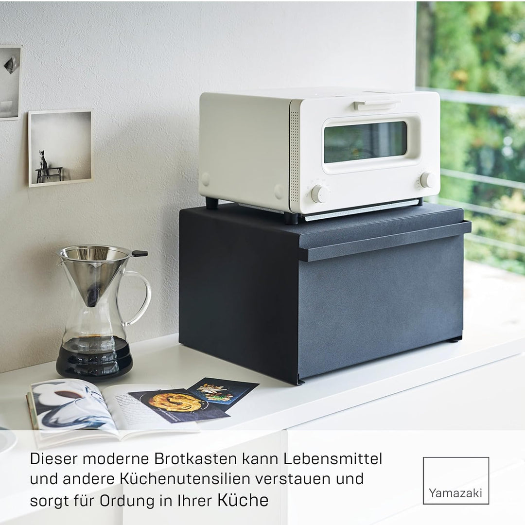 YAMAZAKI 4353 Tower Brotkasten, Stahl, Holz, Silikon,