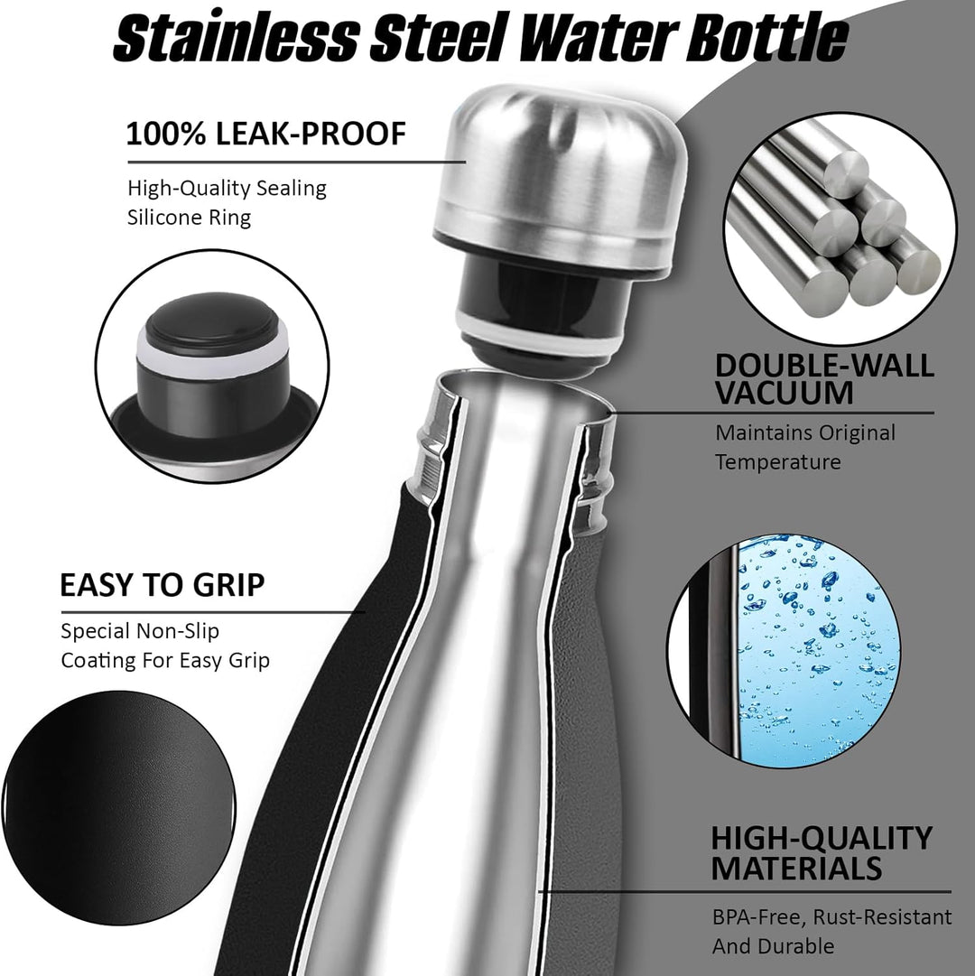 Trinkflasche Edelstahl, Trinkflasche 1l, BPA-Freie, Thermosflasche Doppelwandige Vakuumisolierte, Wa