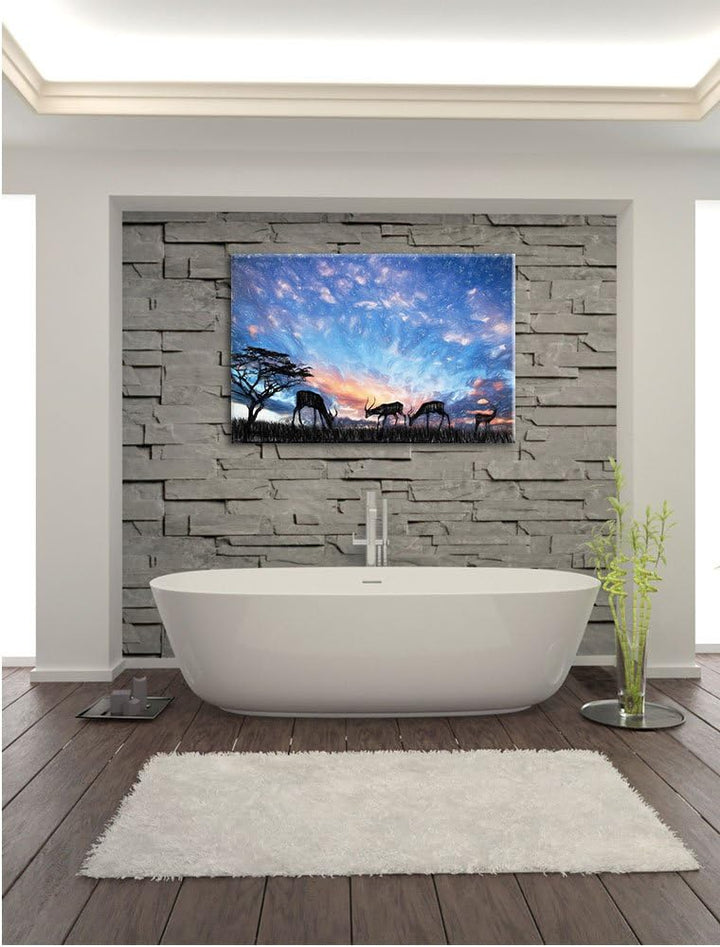 Pixxprint Tiere in der Natur als Leinwandbild/Grösse: 100x70 cm/Wandbild/Kunstdruck/fertig bespannt,