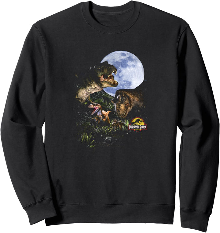 Jurassic Park Group Of Dinosaurs Under The Full Moon Sweatshirt
