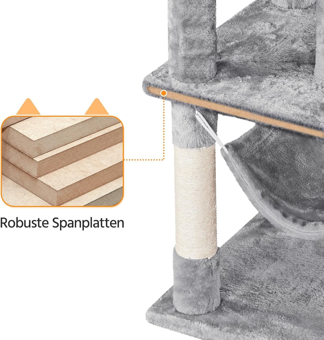 Yaheetech Kratzbaum 170 cm Katzenbaum XL Stabiler Katzenkratzbaum Kletterbaum für Katzen, mit Aussic