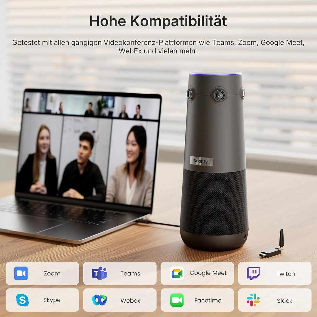 NEARITY 360 Alien 4K Webcam für Videokonferenz, 3 KI-Modi, 6 Mics mit Geräuschunterdrückung, Auto-Fr