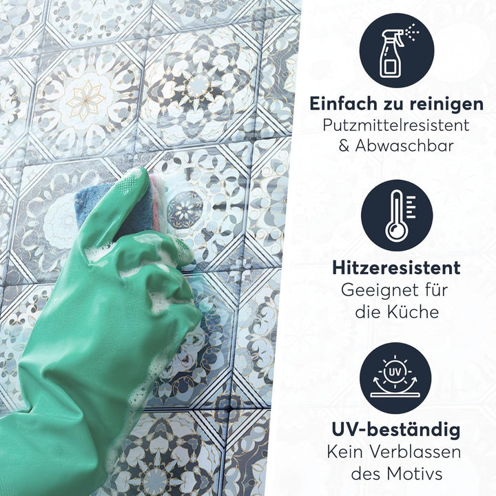 30 Stück Folie Klebefliesen 20x20 cm für Küche und Bad - Fliesenfolie, Fliesenfaufkleber - selbstkle