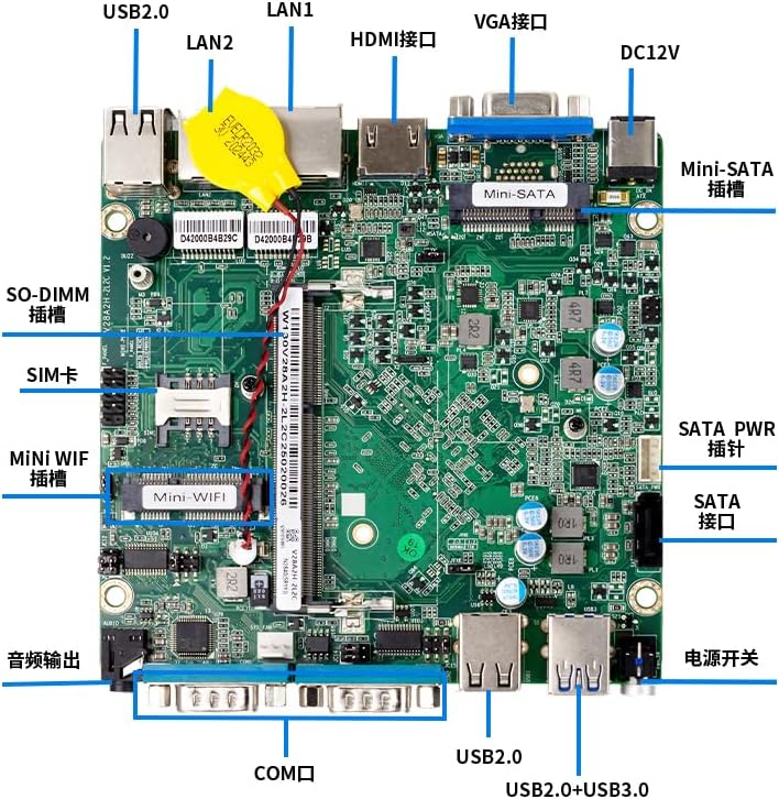 Fanless Mini PC, Industrial PC, Mini Computer Dual Core N2840, 4K HD+VGA, 2Gigabit Ethernet, USB, Mi
