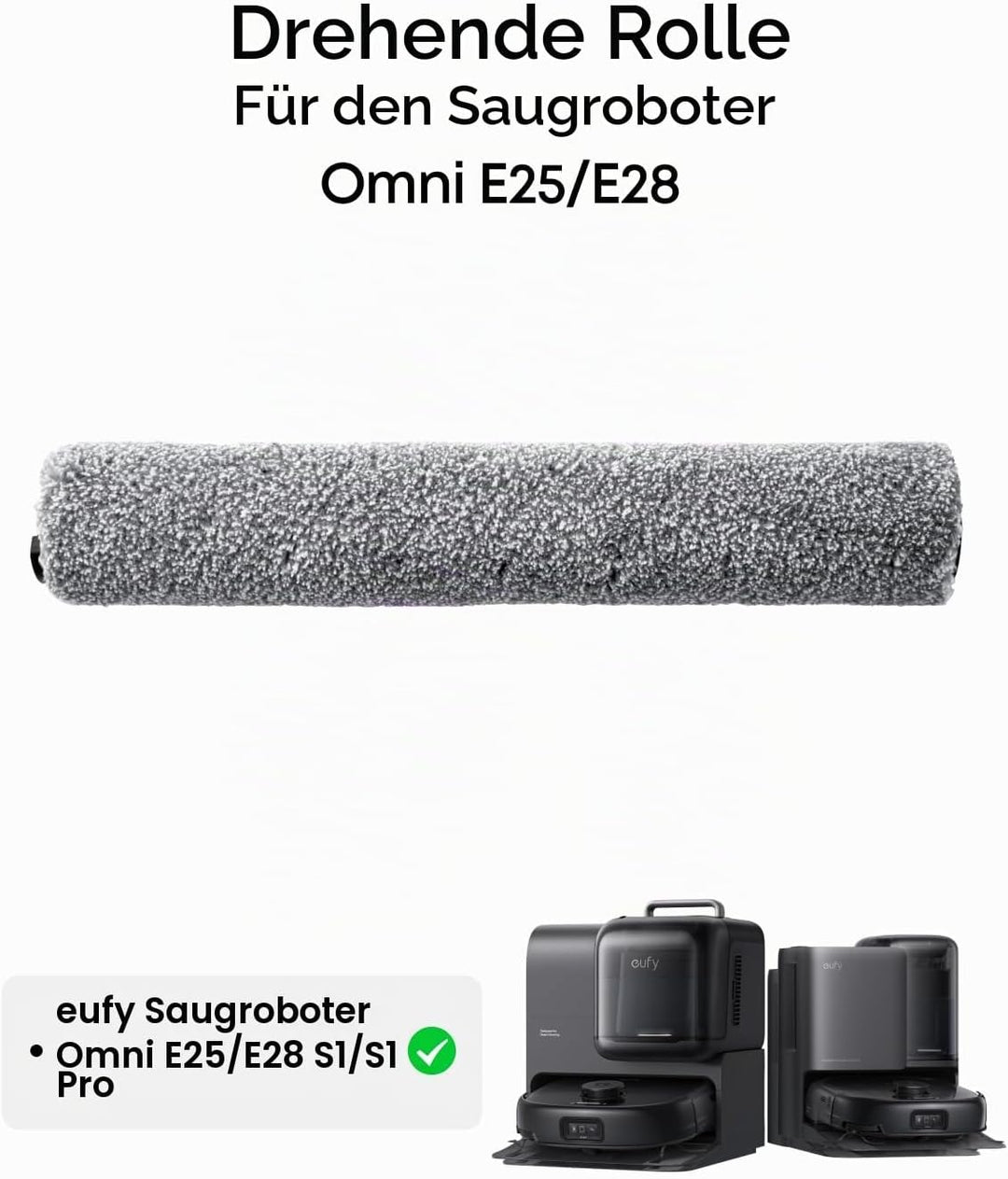 eufy Wischrolle, langlebig, waschbar, effektive Reinigung, passend für E25, E28, S1 und S1 Pro