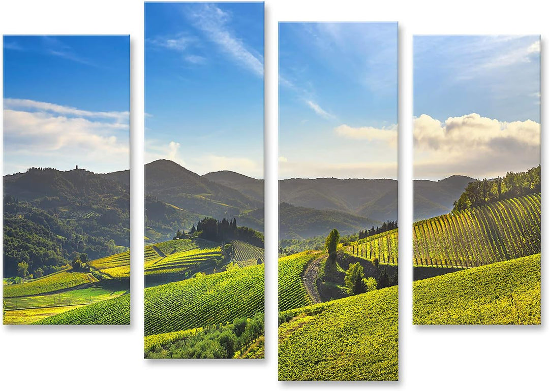 islandburner Bild auf Leinwand Radda Chianti Weinberg Panorama Sonnenuntergang Toskana Italien Herbs