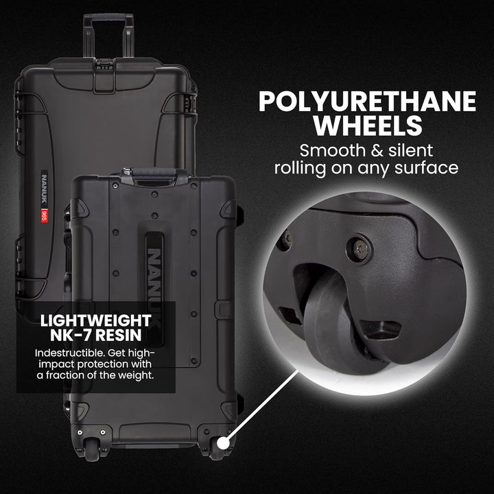 Nanuk 965 wasserdichte Handgepäcktasche mit Deckel-Organizer und gepolsterter Trennwand mit Rädern,