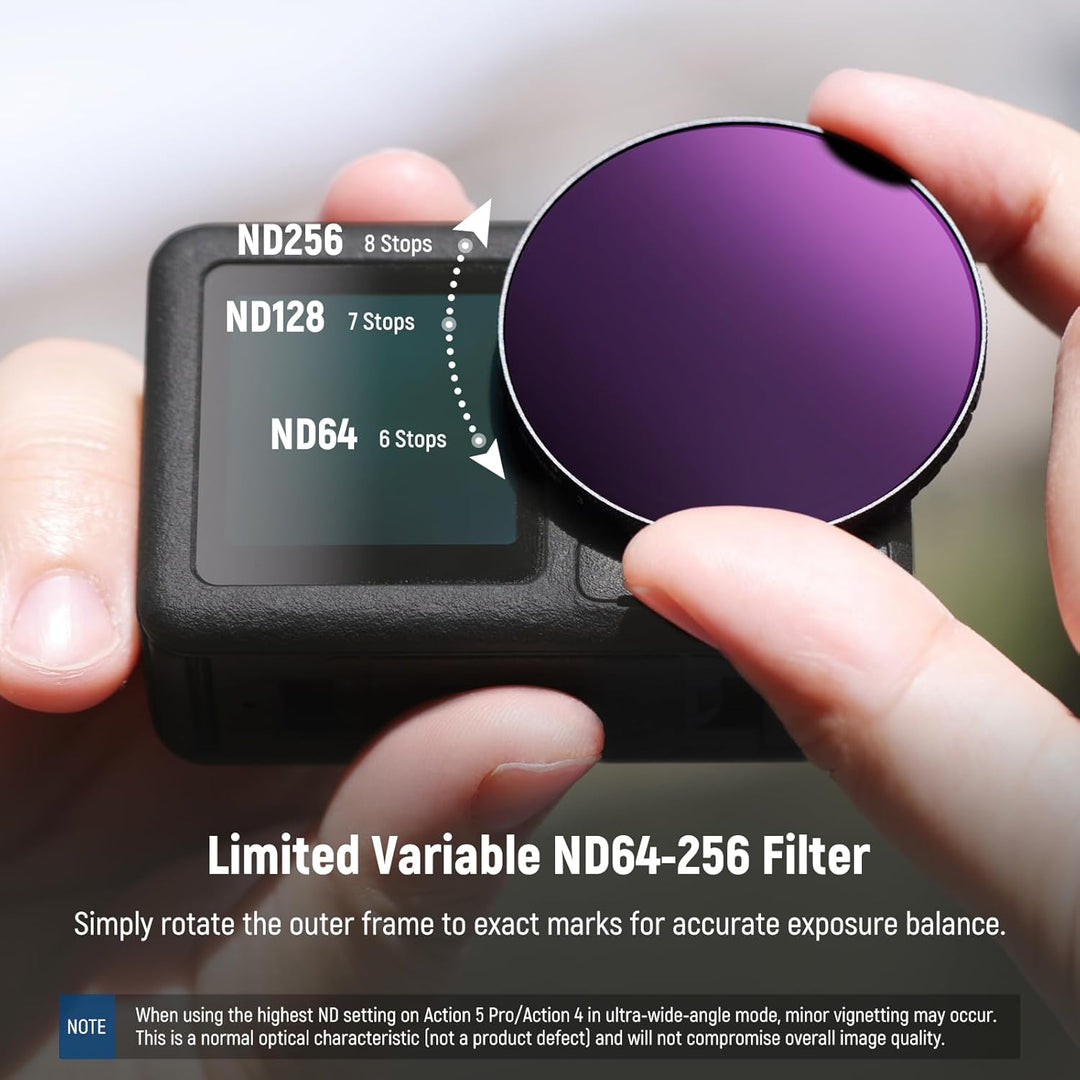 NEEWER Variabler ND Filter, kompatibel mit DJI Osmo Action 5 Pro und Action 4, ND64-256 (6-8 Stops),