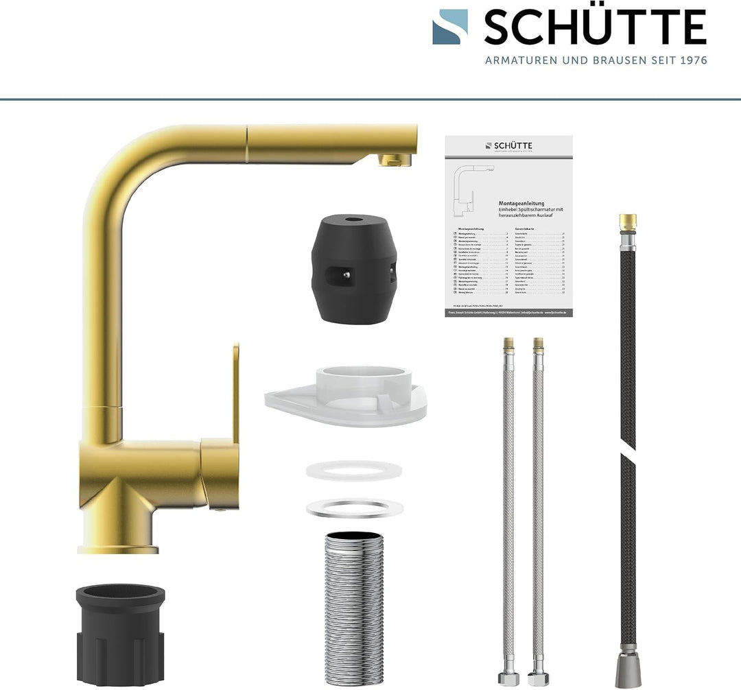 SCHÜTTE 79770 London Küchenarmatur mit ausziehbarer Geschirrbrause, 360 Grad schwenkbarer Wasserhahn