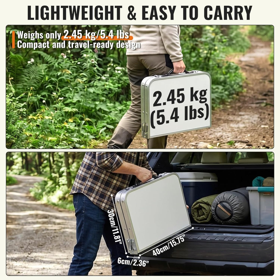 Velway Campingtisch Klappbar Höhenverstellbar 60x40cm - Leichter Alu Klapptisch Klein, Stabiler Gart