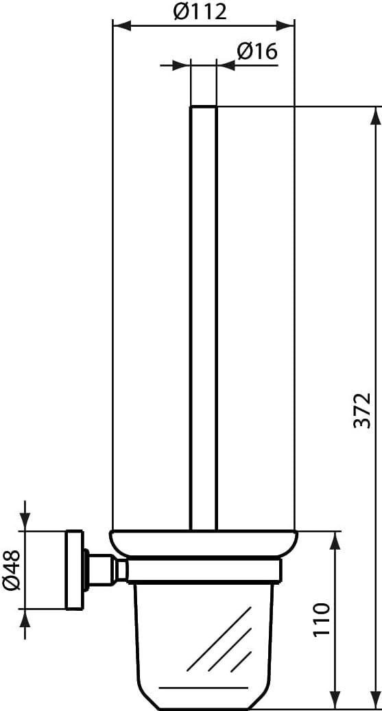 Ideal Standard A9119AA IOM WC-Bürstengarnitur, Chrom, 112x112x372 Millimeter Glas Chrom, Glas Chrom