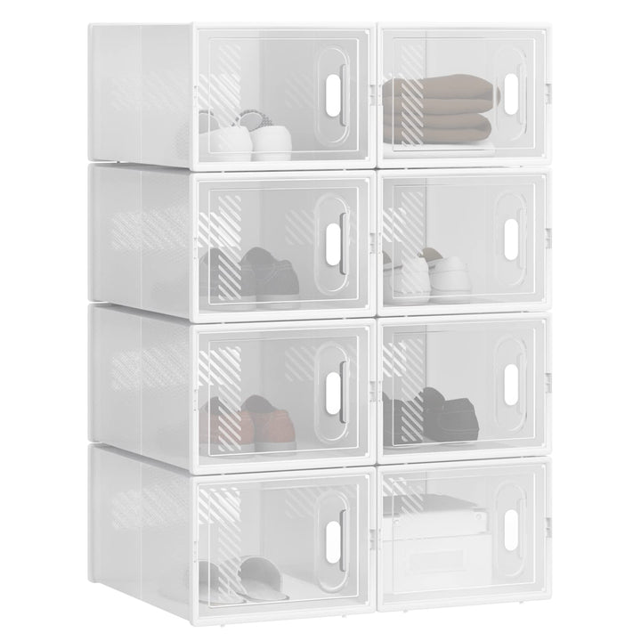 WOLTU Schuhregal mit 8 stapelbaren Schuhboxen Schuhschrank Regalsystem mit Magnetverschluss Steckreg
