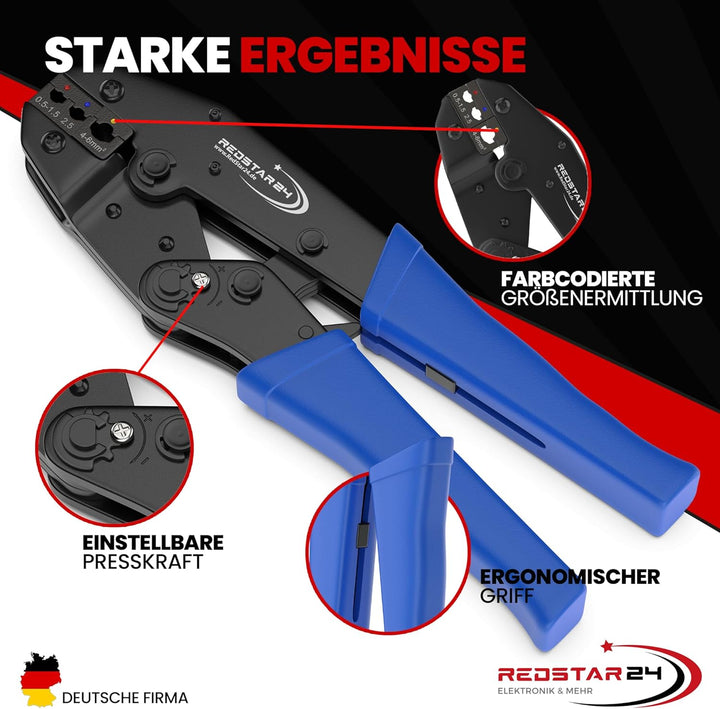 Crimpzange Kabelschuhe Set inkl. 700 Stück Steckverbinder, Quetschverbinder, Flachstecker, Flachstec