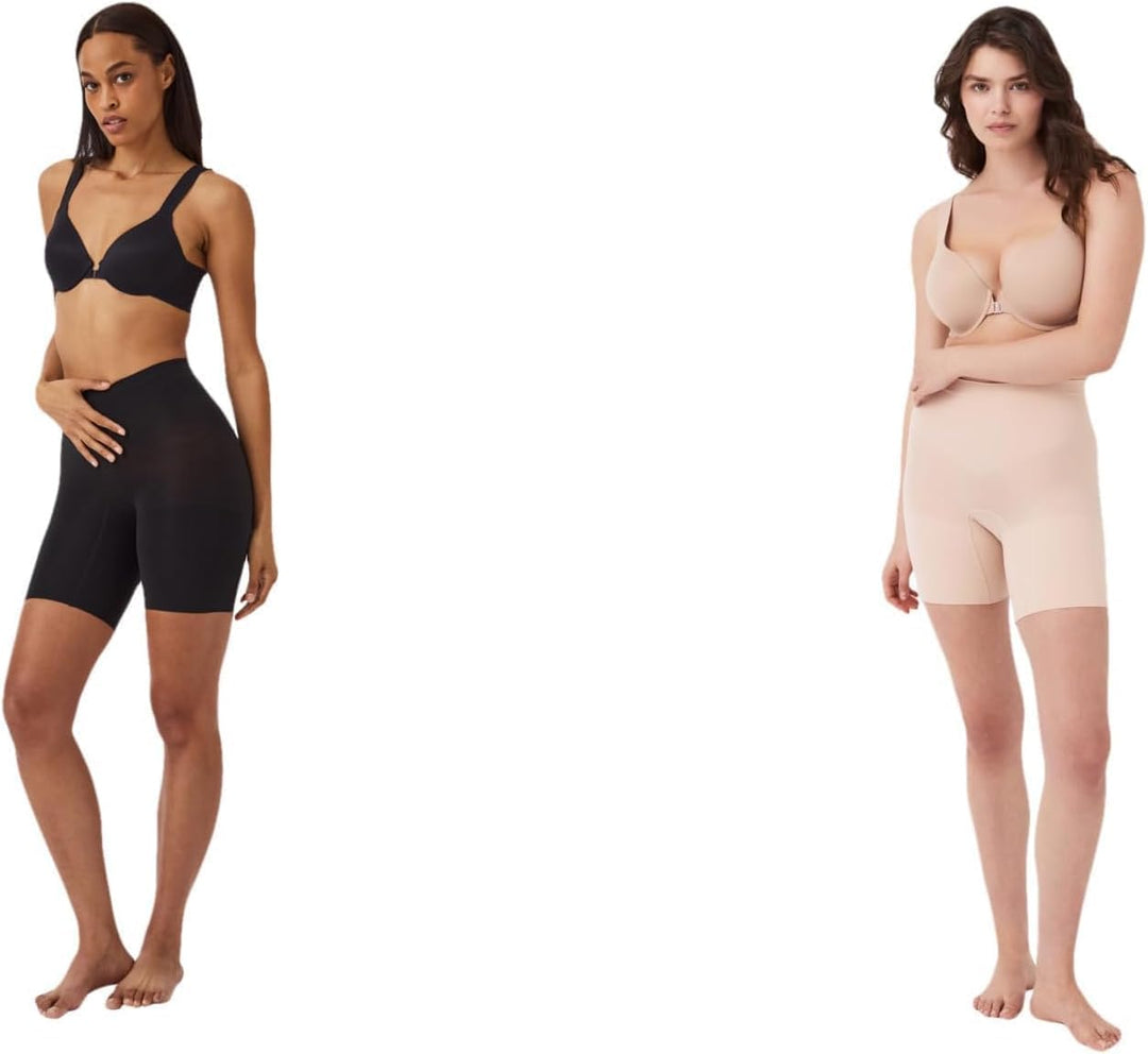 Spanx Damen Power Short Waist Shapewear M Double-Pack: T-Shirts Schwarz (Dk Black D16396-b353-6484)/